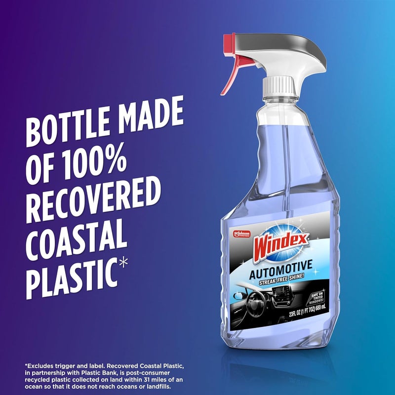 Windex Automotive Car Window and Glass Cleaner, Streak-Free Shine for Car Glass Exteriors, Tinted Windows, and Interior Electronics, 23 fl oz - Image 2